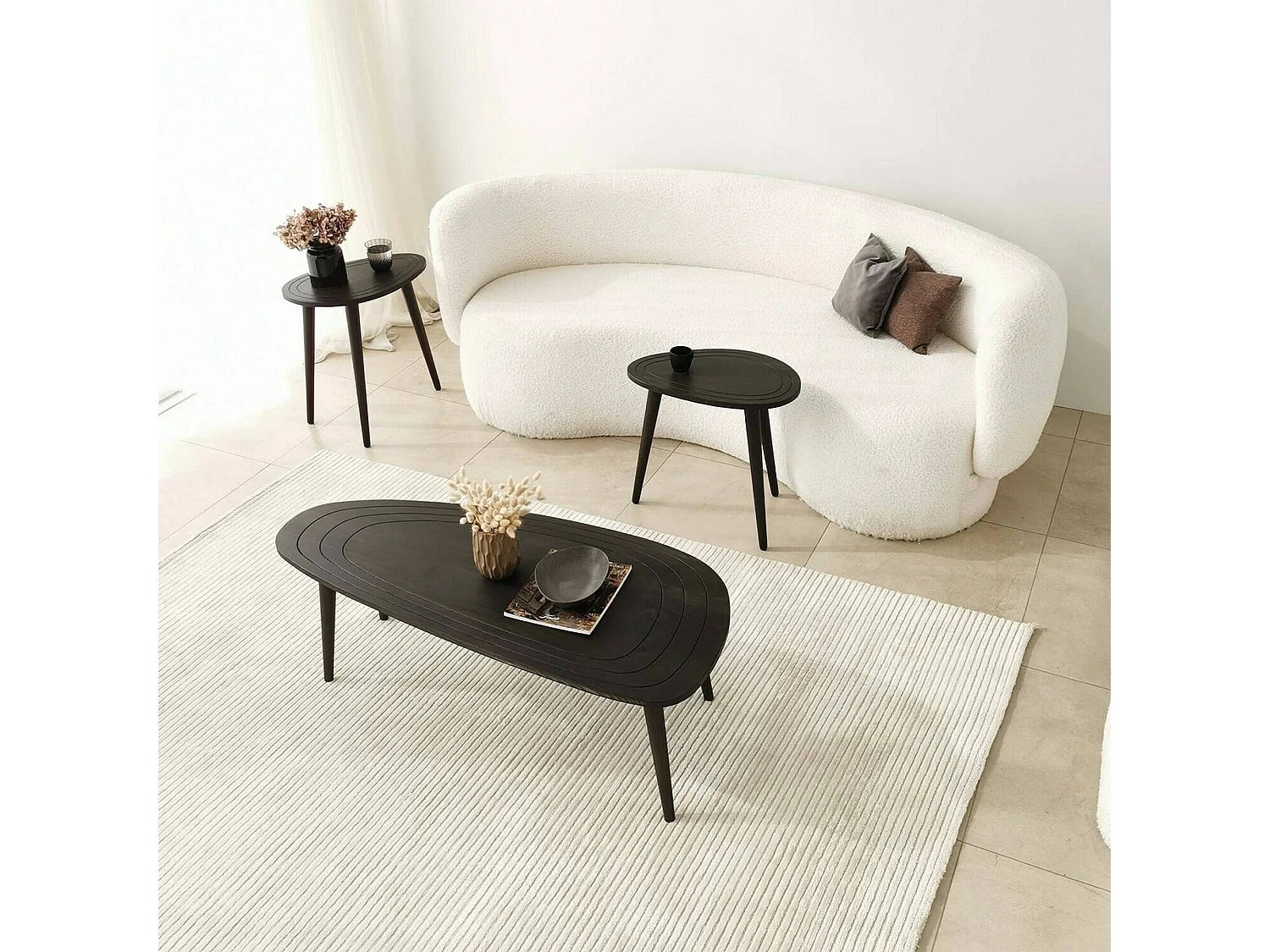 Dmora - Tavolino da salotto Eugenia, 115x50h38 cm, Antracite