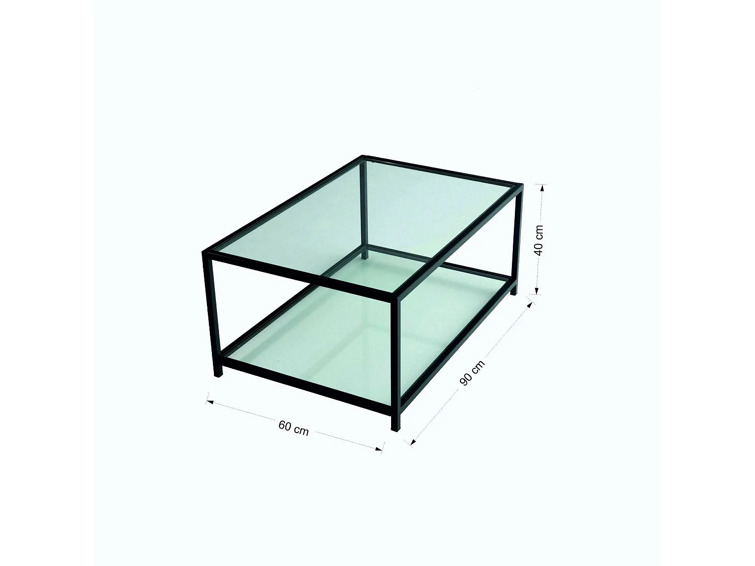 Table basse Mina, porte-revues, 90x60x40h cm noir, un compartiment, forme rectangulaire