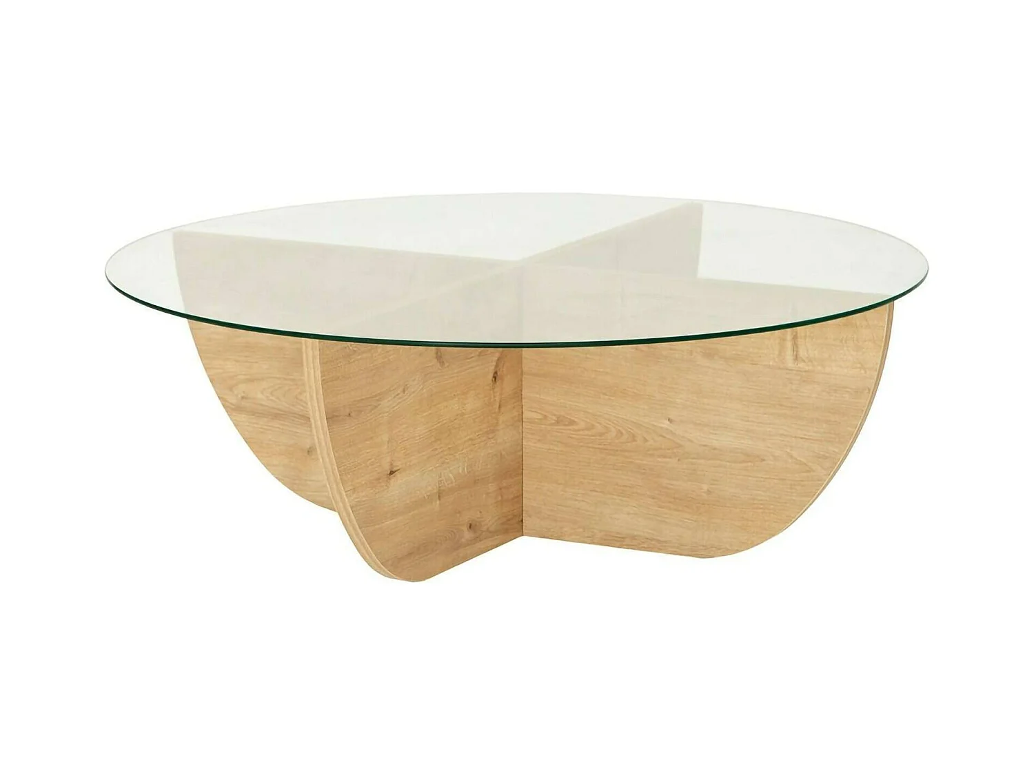 Table basse Phoebe, Table basse, Porte-revues pour canapé, Etagère de salon, 90x90h30 cm, Chêne