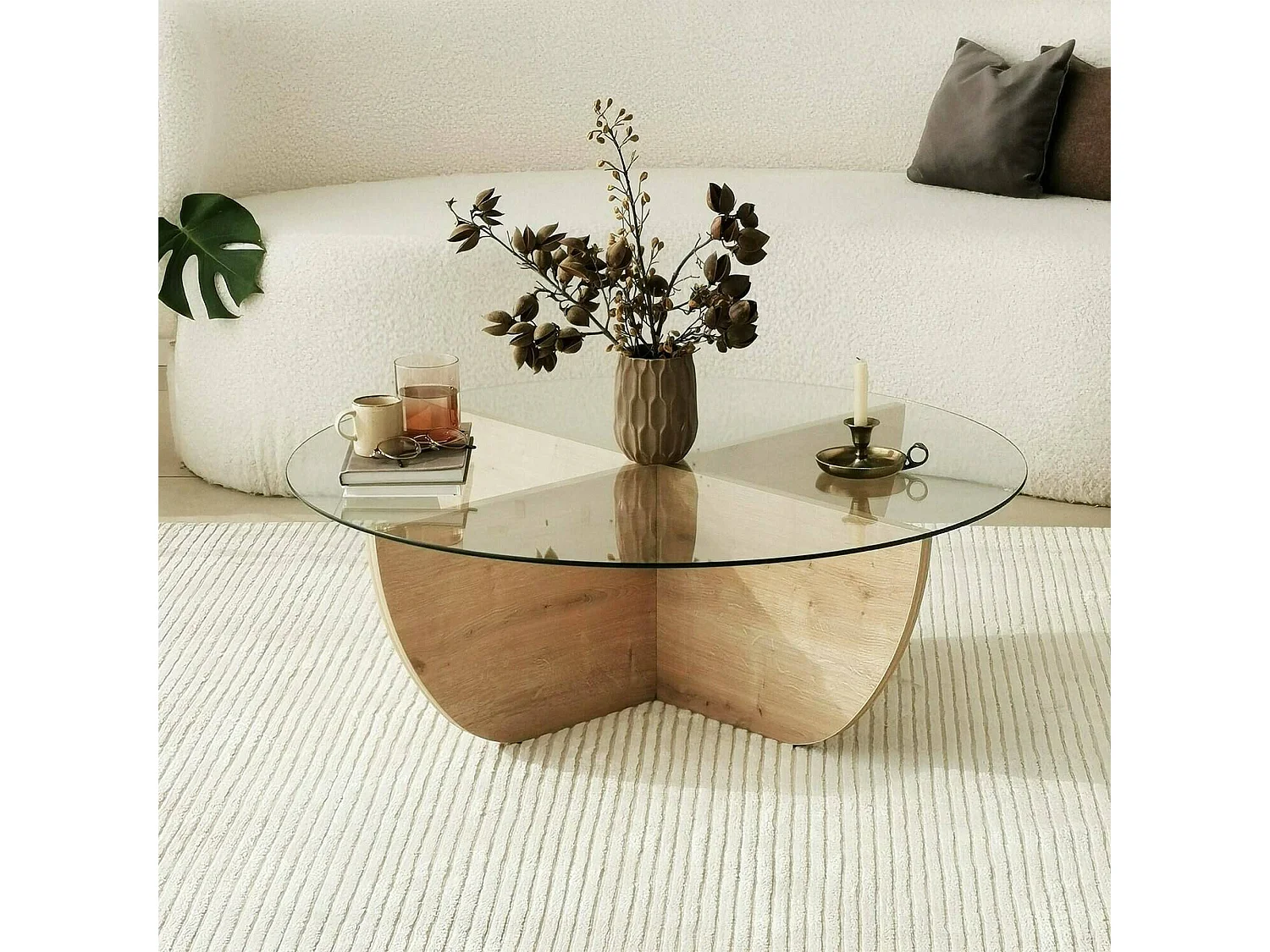 Dmora - Tavolino da salotto Jolanda, 90x90h30 cm, Rovere