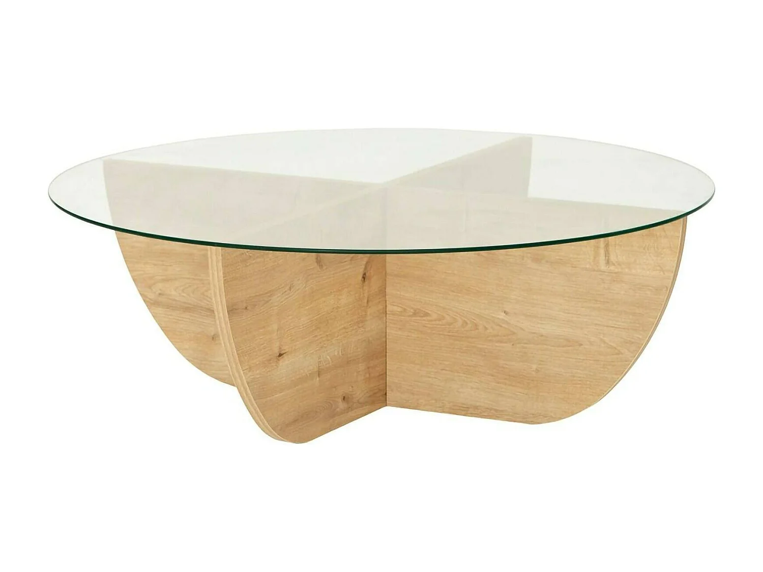 Table basse Phoebe, Table basse, Porte-revues pour canapé, Etagère de salon, 90x90h30 cm, Chêne