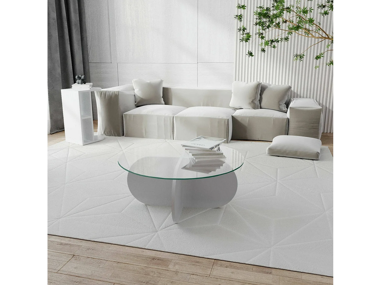 Dmora - Tavolino da salotto Nila, 75x75h35 cm, Bianco