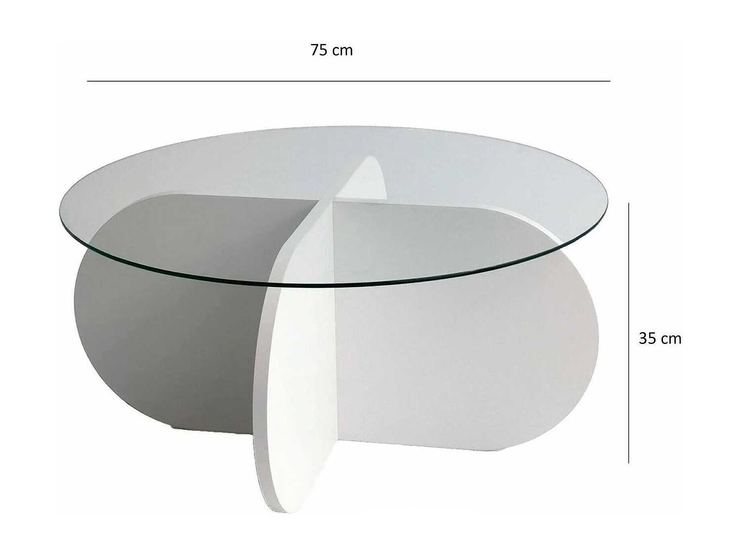 Mesa de salTto Dalcibiad, Mesa baixa para café, Porta-revistas para sofá, Prateleira para sala de estar, 75x75h35 cm, Branco
