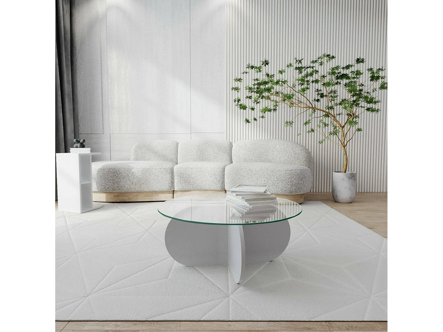 Mesa de salTto Dalcibiad, Mesa baixa para café, Porta-revistas para sofá, Prateleira para sala de estar, 75x75h35 cm, Branco