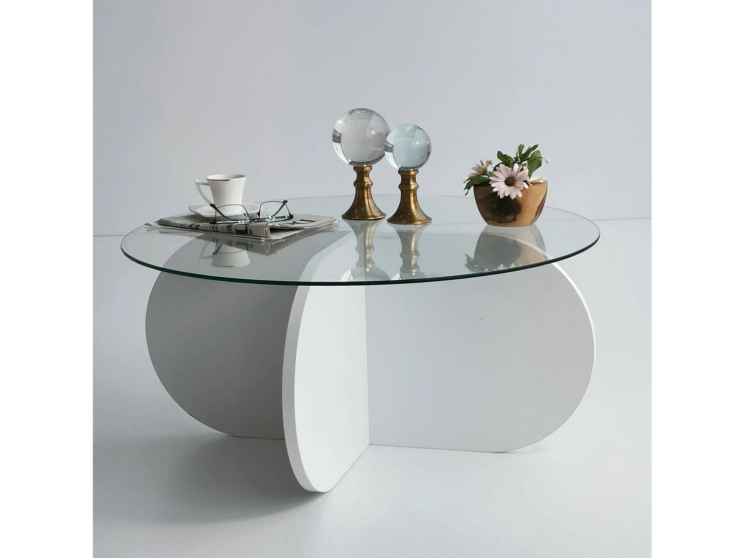 Table basse Gliese, Table basse, Porte-revues pour canapé, Etagère de salon, 75x75h35 cm, Blanc