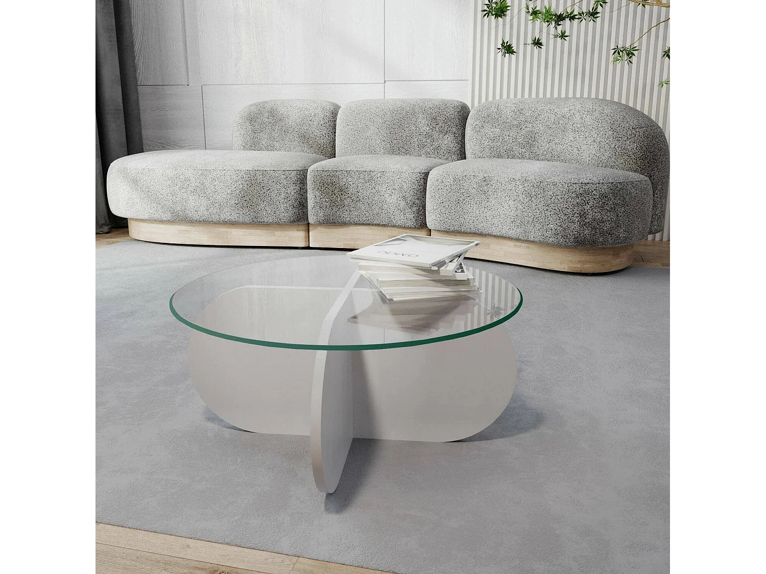 Slo salontafelTto Dalcibiad, Salontafel, Sofa Review Rack, Woonkamer Plank, 75x75h35 cm, Wit