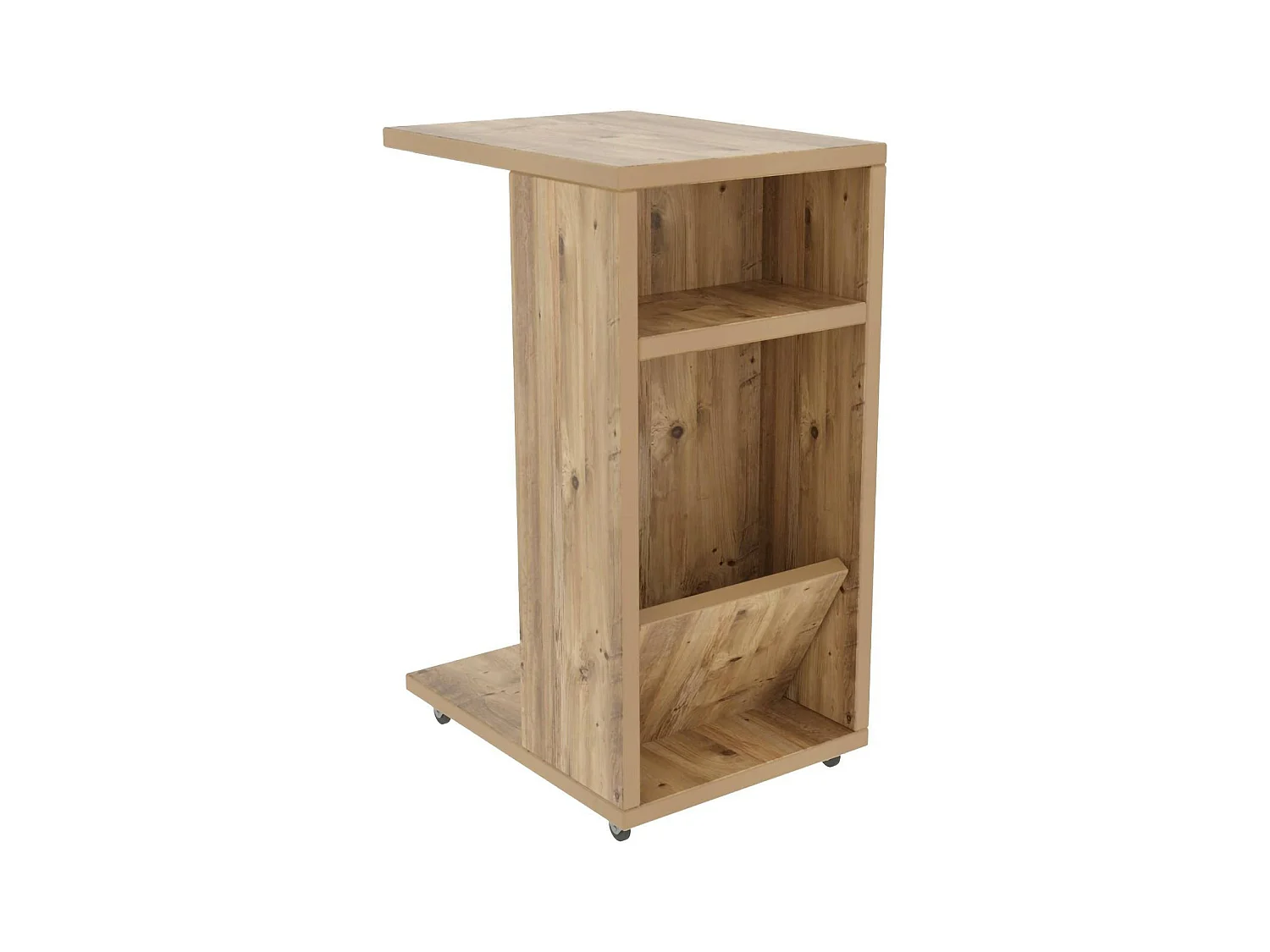 Table basse Belel, Table basse, Porte-revues pour canapé, Etagère de salon, 30x40h63 cm, Chêne