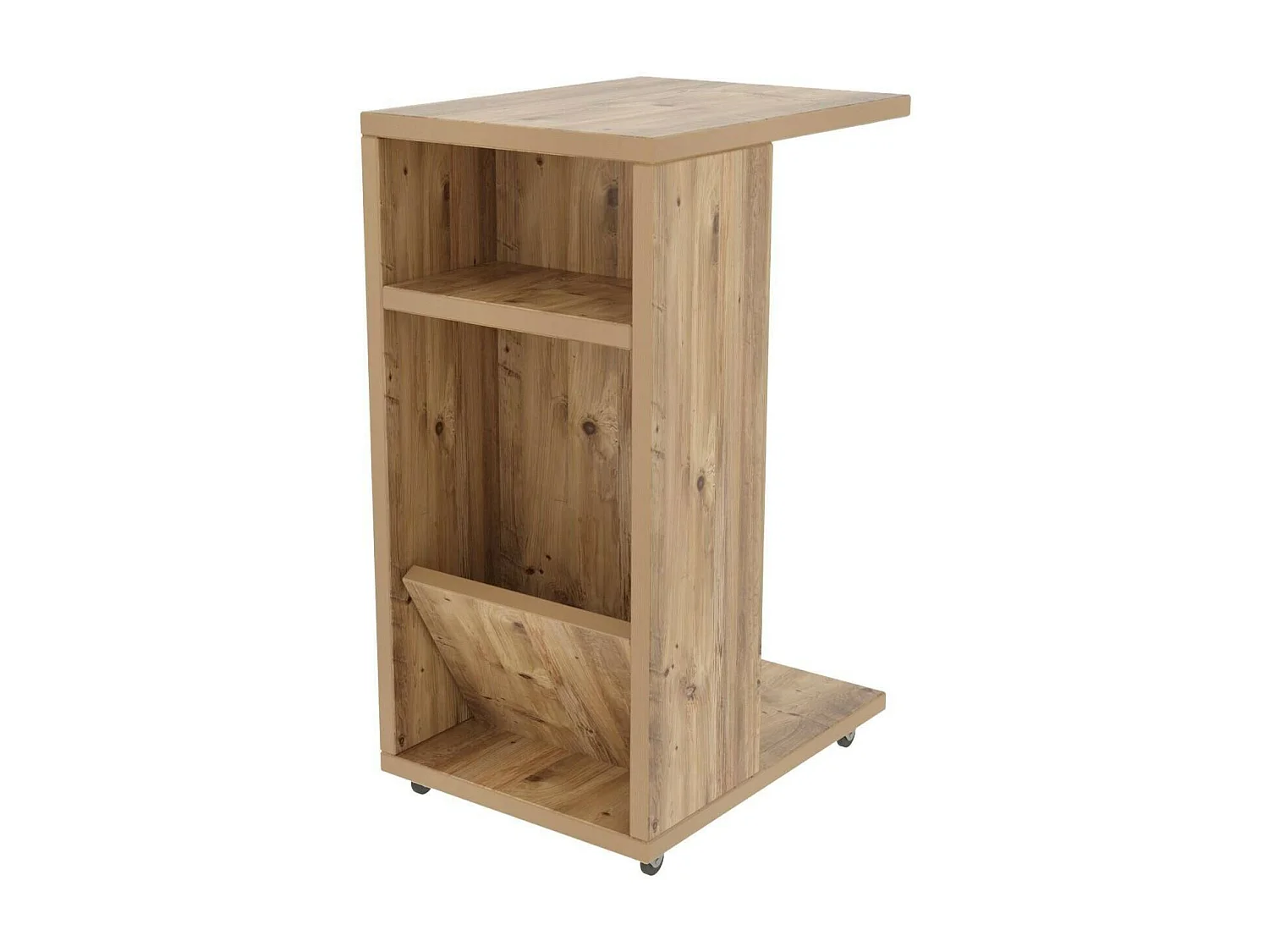 Table basse Belel, Table basse, Porte-revues pour canapé, Etagère de salon, 30x40h63 cm, Chêne