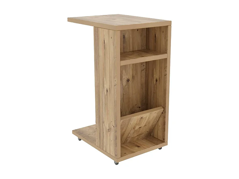 Tavolino da Salotto Blas, Gambe con Ruote, 40x30x63h cm Marrone Quercia