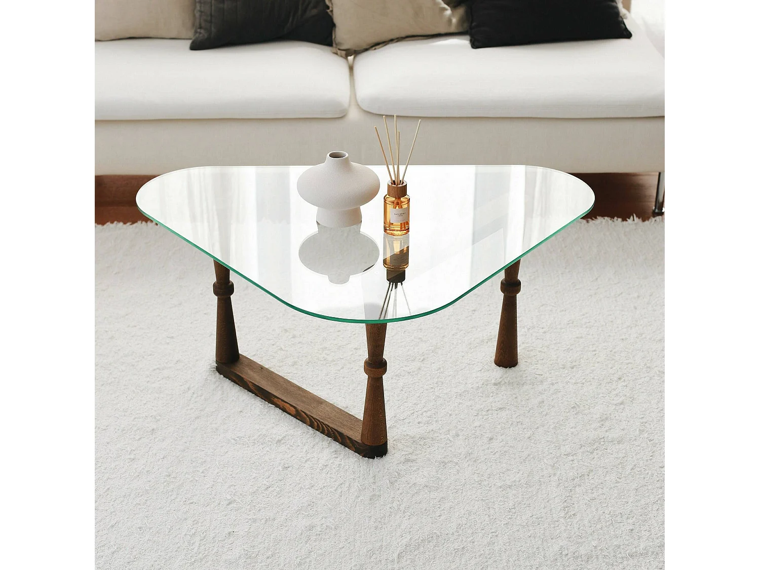 Dagliard-sarktafel, koffietafel, banktafel, woonkamerplank, 96x81h41 cm, walnoot