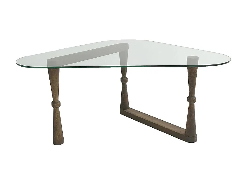 Mesa de estar Dagliard, Mesa de café, Porta-revistas para sofá, Prateleira para sala de estar, 96x81h41 cm, Nogueira