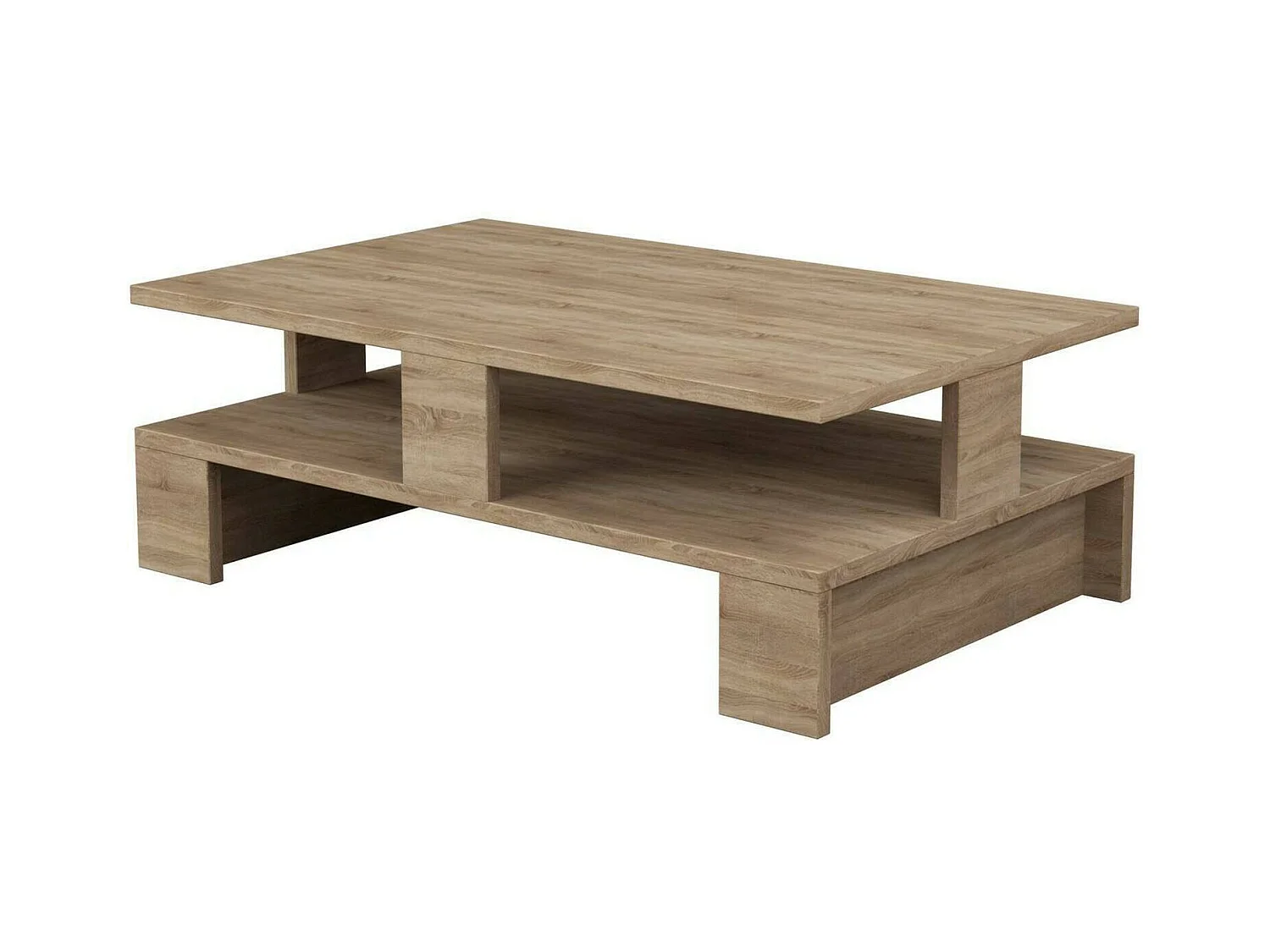 Table basse Eridanus, Table basse, Porte-revues pour canapé, Etagère de salon, 80x50h28 cm, Chêne