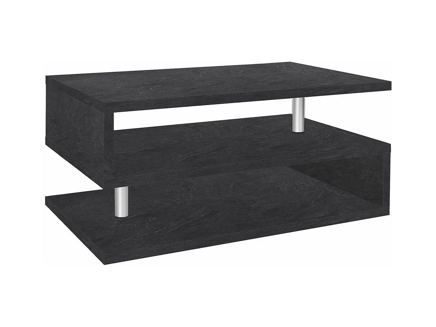 Table basse Goffredo, Table basse de salon, Meuble de rangement bas, Table basse, 90x55h41 cm, Ardoise
