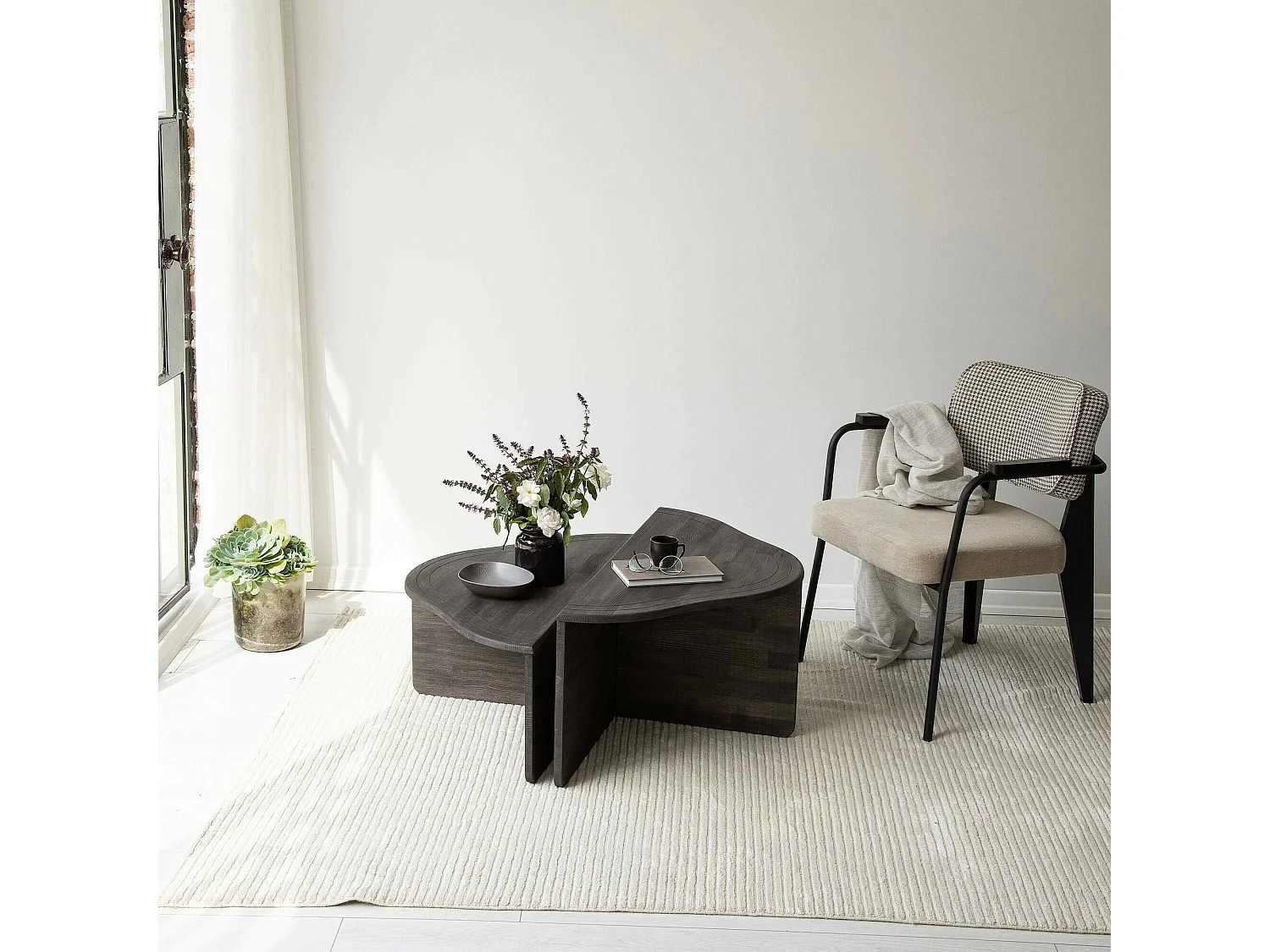 Wohnzimmertisch Dmelgrat, Niedriger Wohnzimmertisch, Kaffeeregal, Couchtisch für Sofa, 90x90h40 cm, Anthrazit