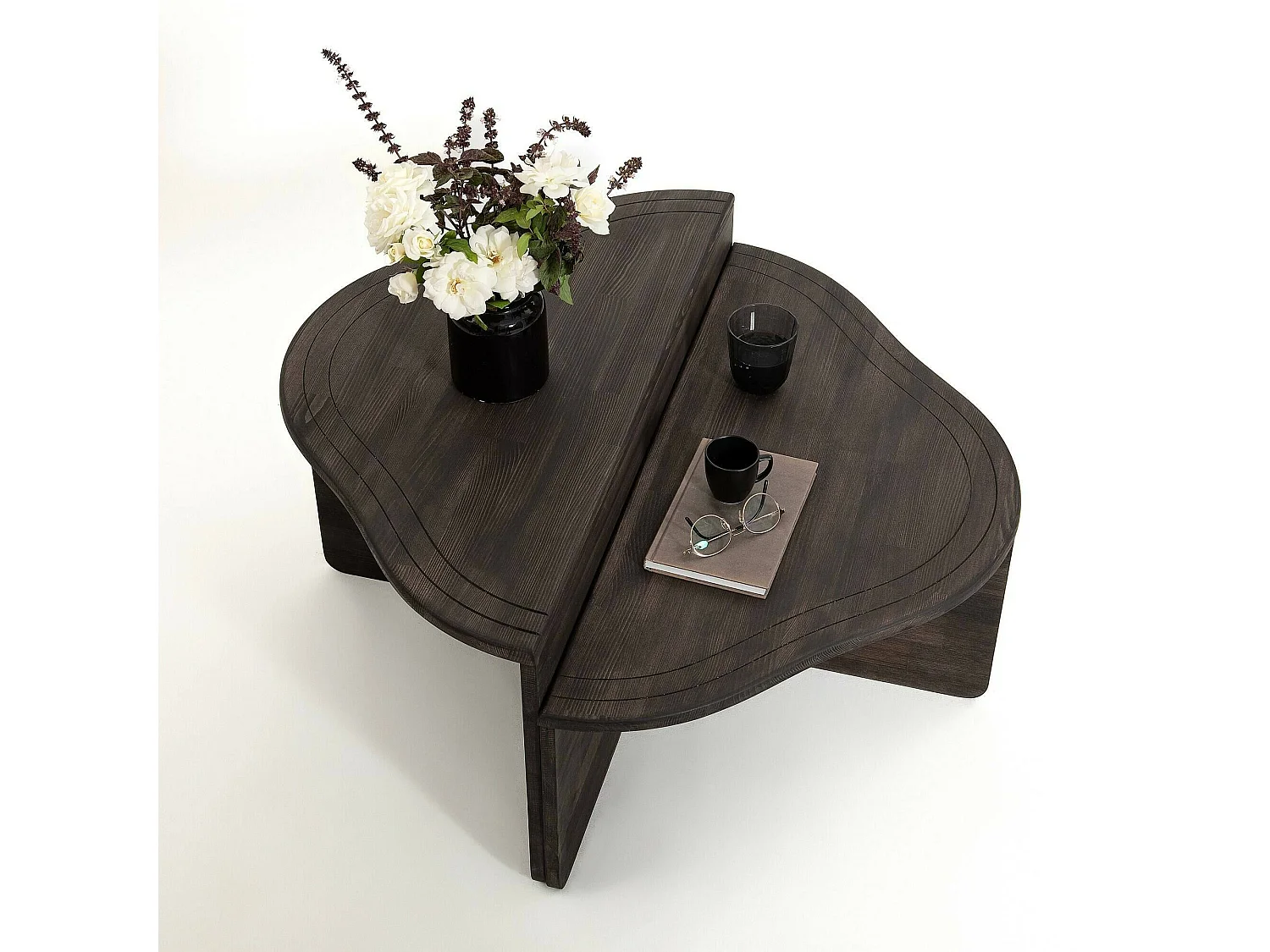 Wohnzimmertisch Dmelgrat, Niedriger Wohnzimmertisch, Kaffeeregal, Couchtisch für Sofa, 90x90h40 cm, Anthrazit