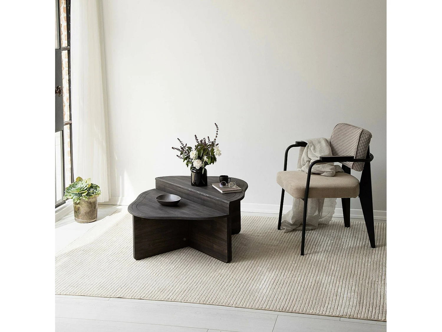 Wohnzimmertisch Dmelgrat, Niedriger Wohnzimmertisch, Kaffeeregal, Couchtisch für Sofa, 90x90h40 cm, Anthrazit