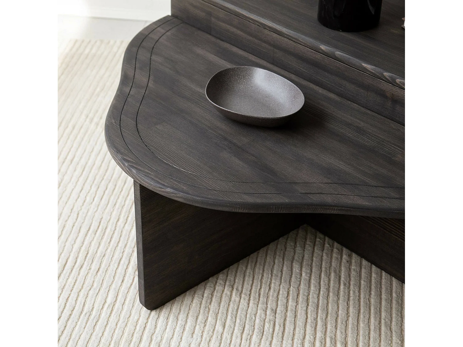 Table basse Juno, Table basse, Porte-revues pour canapé, Etagère de salon, 90x90h40 cm, Anthracite