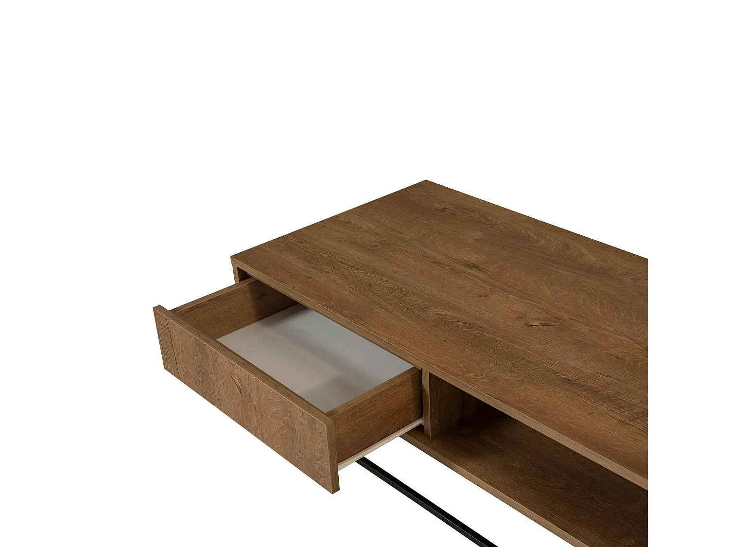 Wohnzimmertisch Dbellod, Niedriger Wohnzimmertisch, Kaffeeregal, Couchtisch für Sofa, 120x60h43 cm, Walnuss und Schwarz