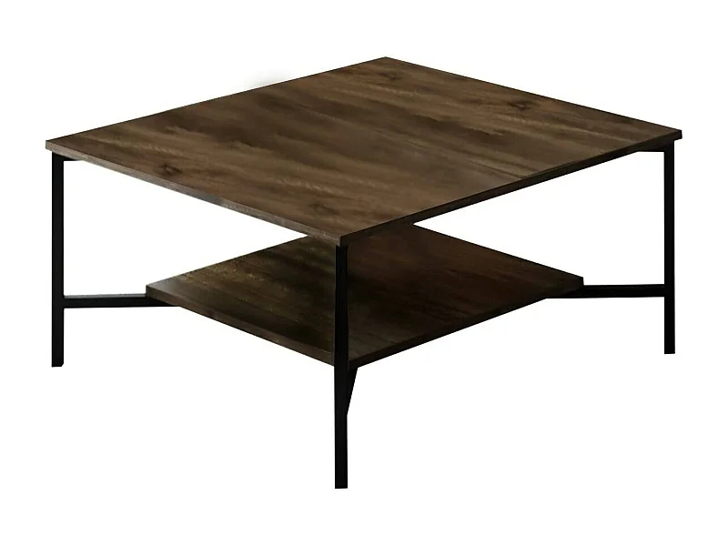 Dmora - Tavolino da salotto Mia, 80x80h40 cm, Noce e Nero