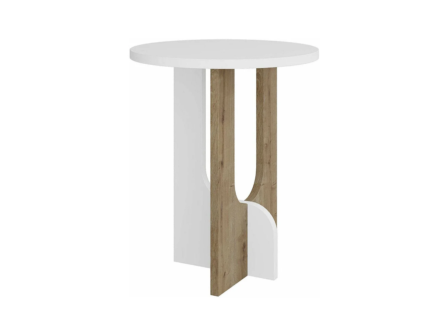 Dpa-safontafel, koffietafeltafel, bankrek, woonkamerplank, 40x40h47 cm, wit en eiken