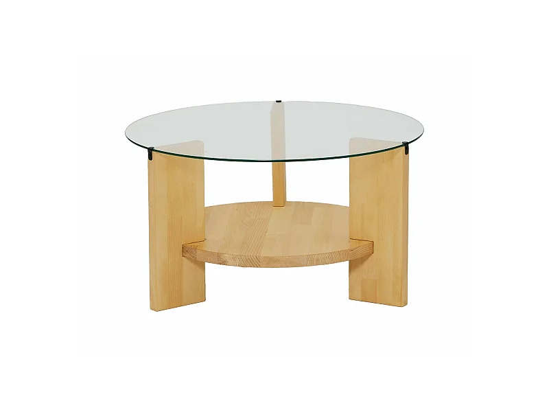 Table basse Alnitak, Table basse, Porte-revues pour canapé, Etagère de salon, 75x75h40 cm, Chêne