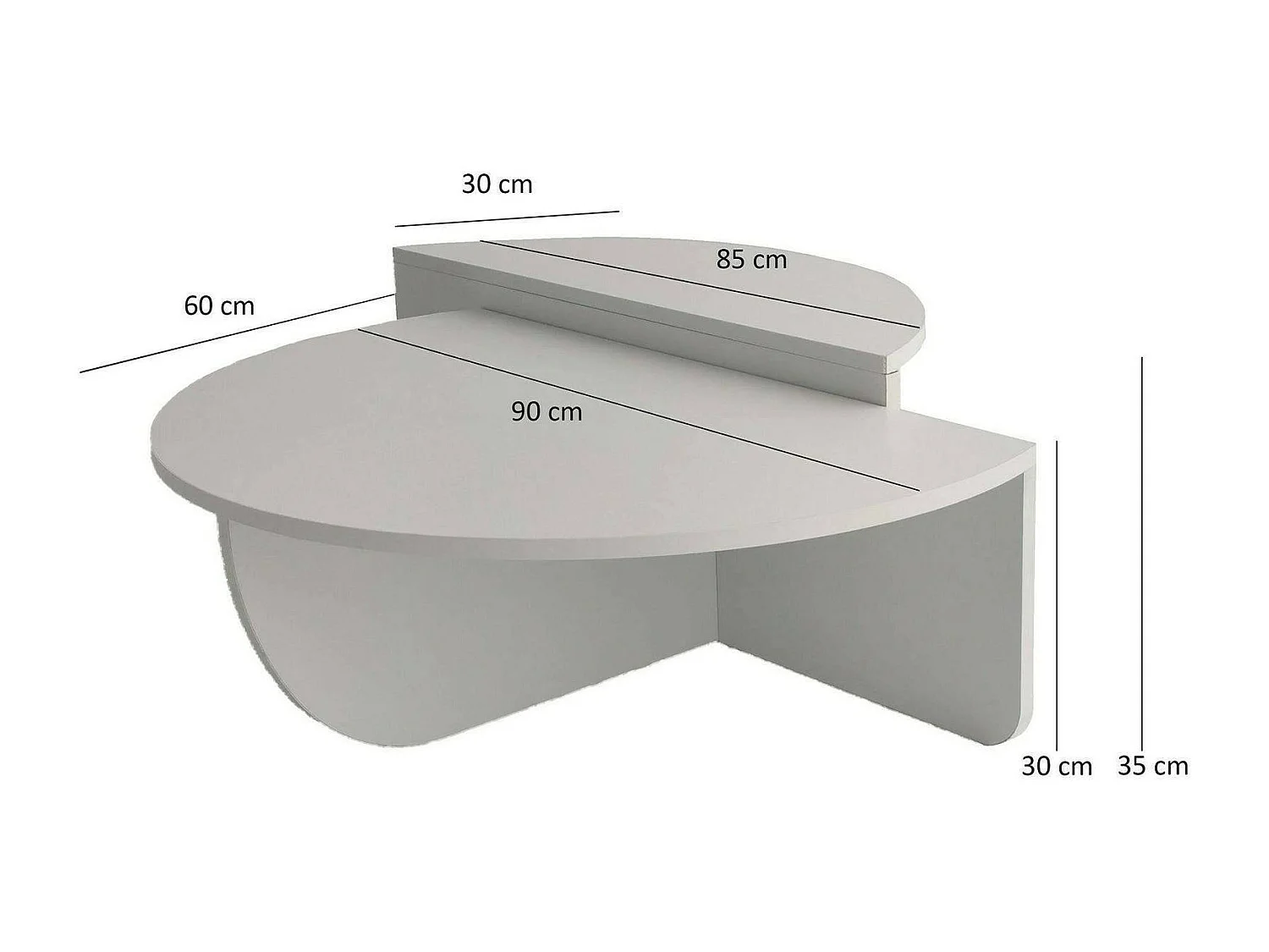 Tavolino da Salotto Azim, Forma Fantasia, 90x90x35h cm Bianco