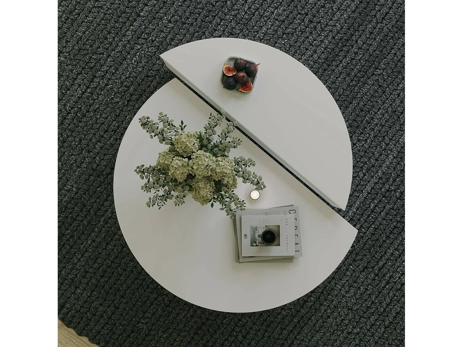 Tavolino da Salotto Azim, Forma Fantasia, 90x90x35h cm Bianco