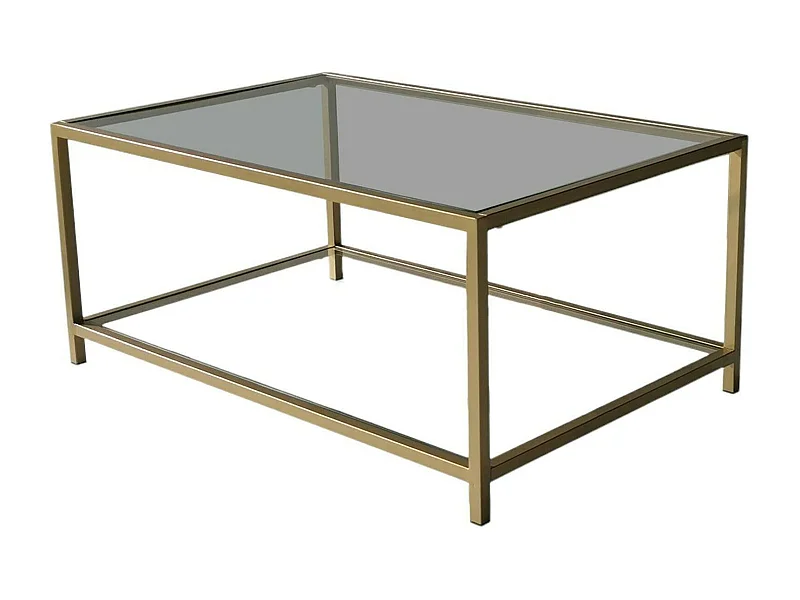 Table basse Diphda, Table basse, Porte-revues pour canapé, Etagère de salon, 90x60h40 cm, Or