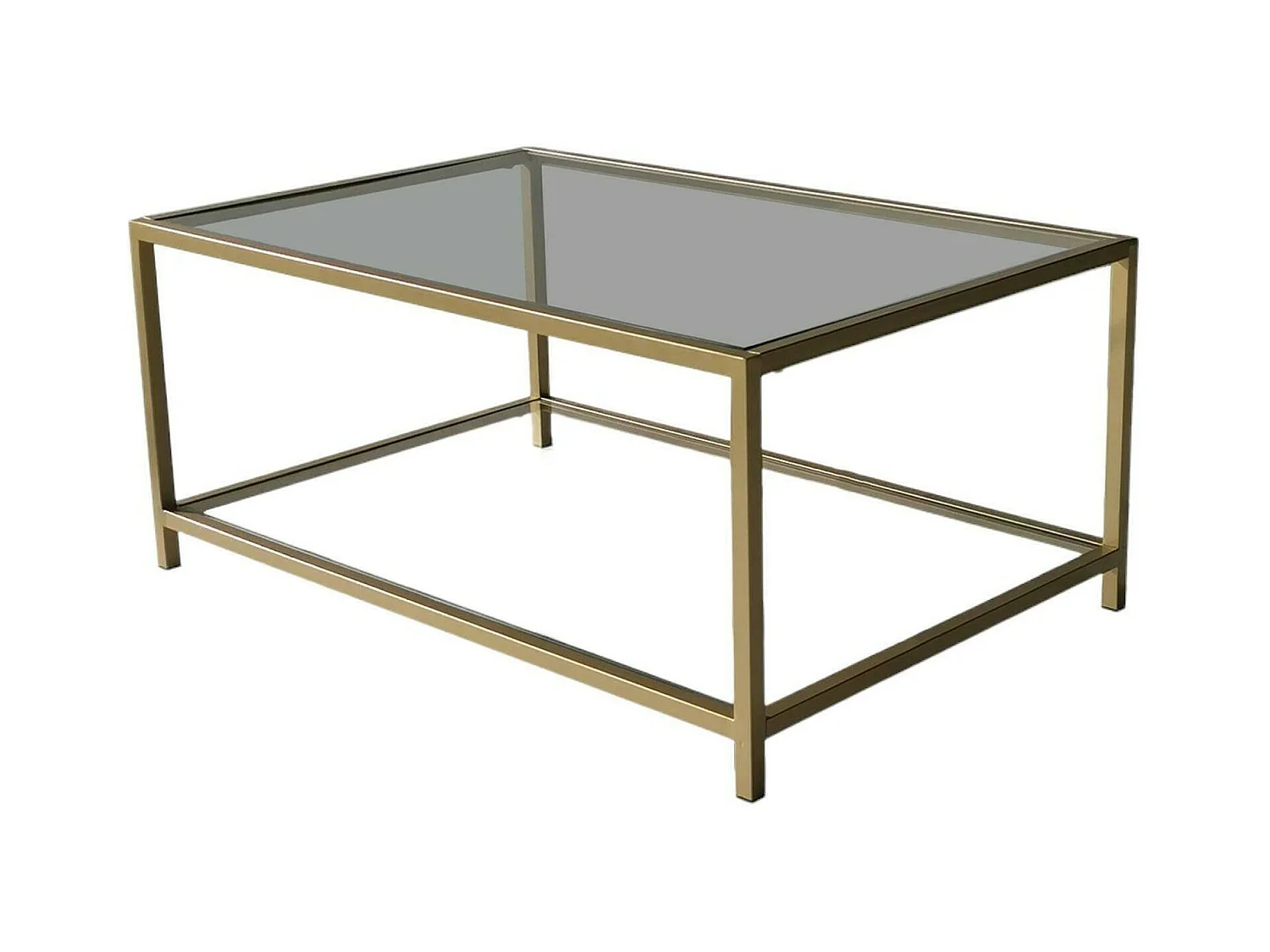 Table basse Diphda, Table basse, Porte-revues pour canapé, Etagère de salon, 90x60h40 cm, Or