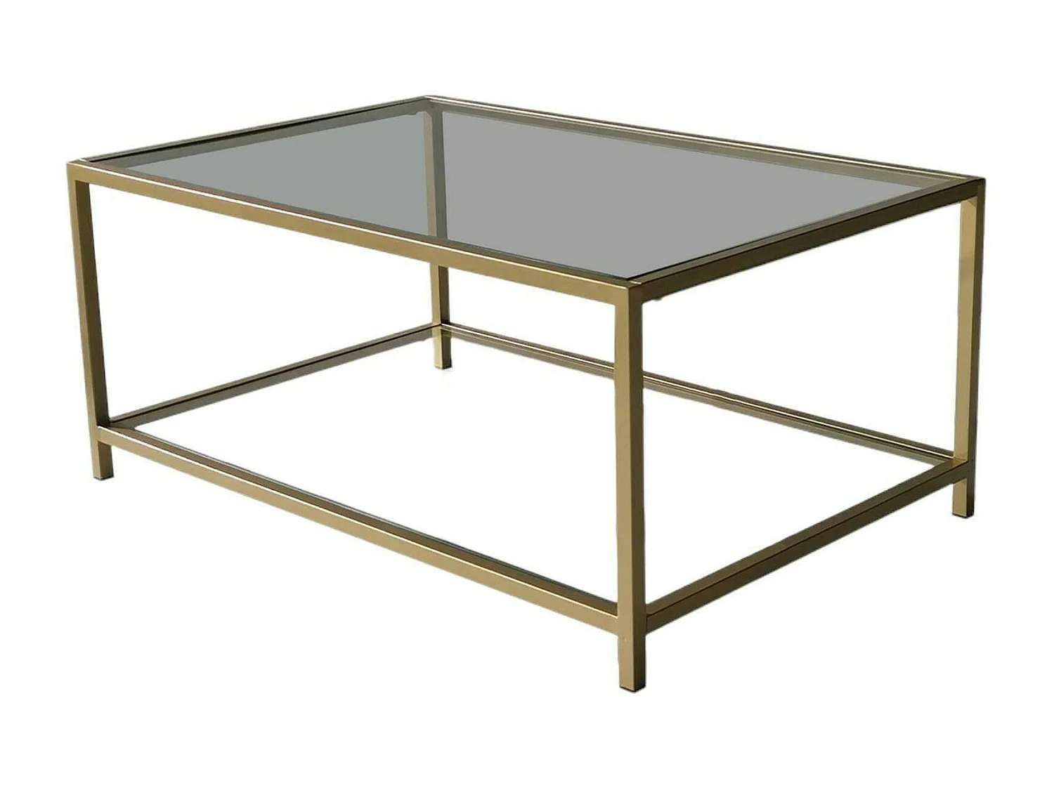 Table basse Diphda, Table basse, Porte-revues pour canapé, Etagère de salon, 90x60h40 cm, Or