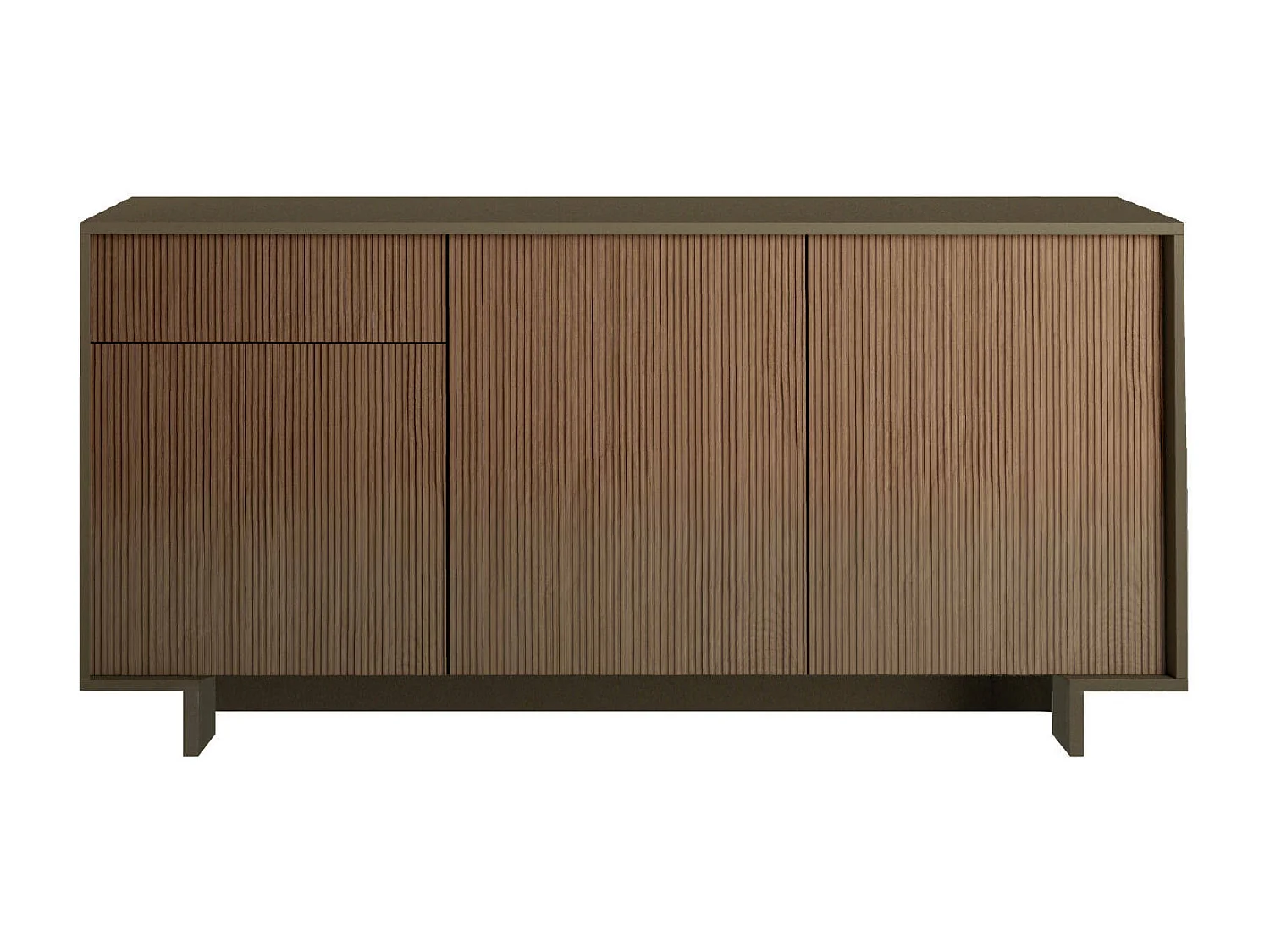 Buffet Agrifoglio, Buffet de salon, Buffet de salon avec 3 portes et 1 tiroir, 100% Made in Italy, 170x42h78 cm, Marron et Noyer