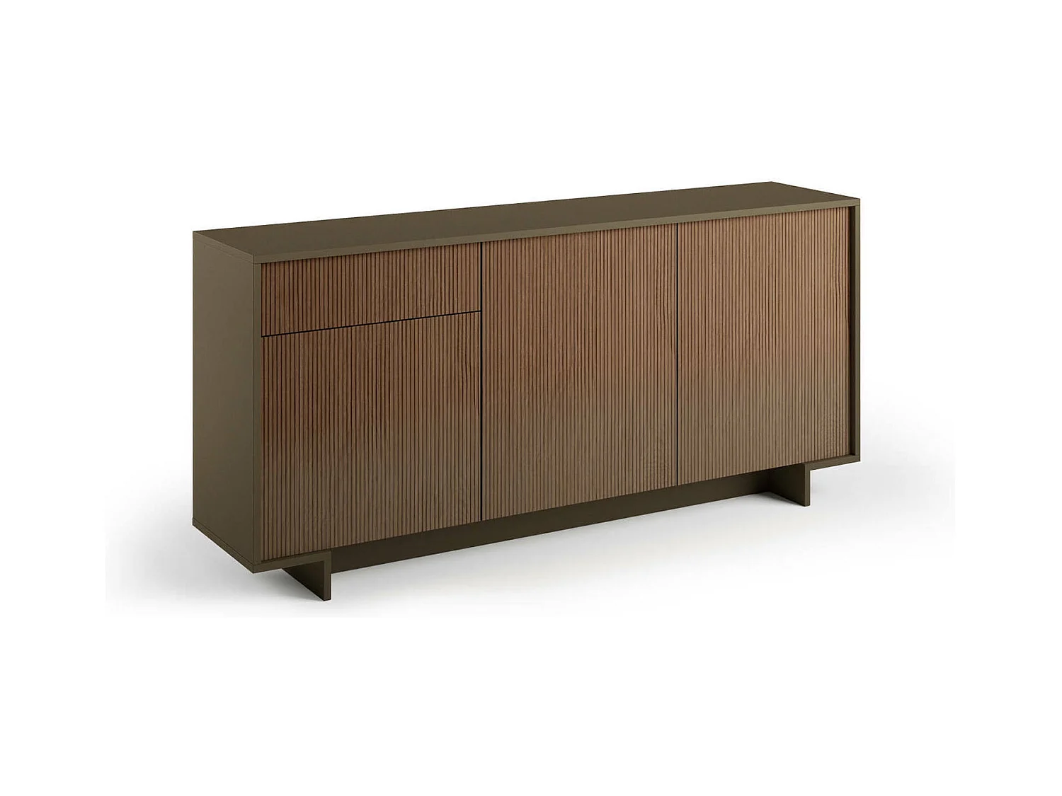 Buffet Agrifoglio, Buffet de salon, Buffet de salon avec 3 portes et 1 tiroir, 100% Made in Italy, 170x42h78 cm, Marron et Noyer
