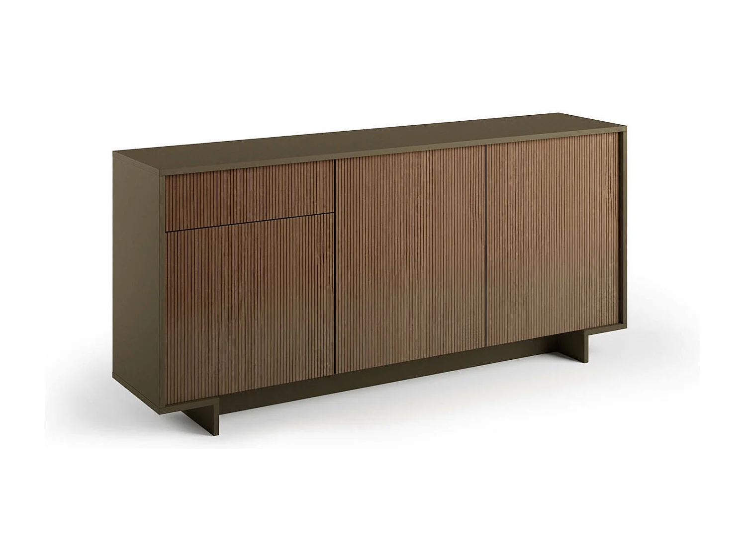 Buffet Agrifoglio, Buffet de salon, Buffet de salon avec 3 portes et 1 tiroir, 100% Made in Italy, 170x42h78 cm, Marron et Noyer