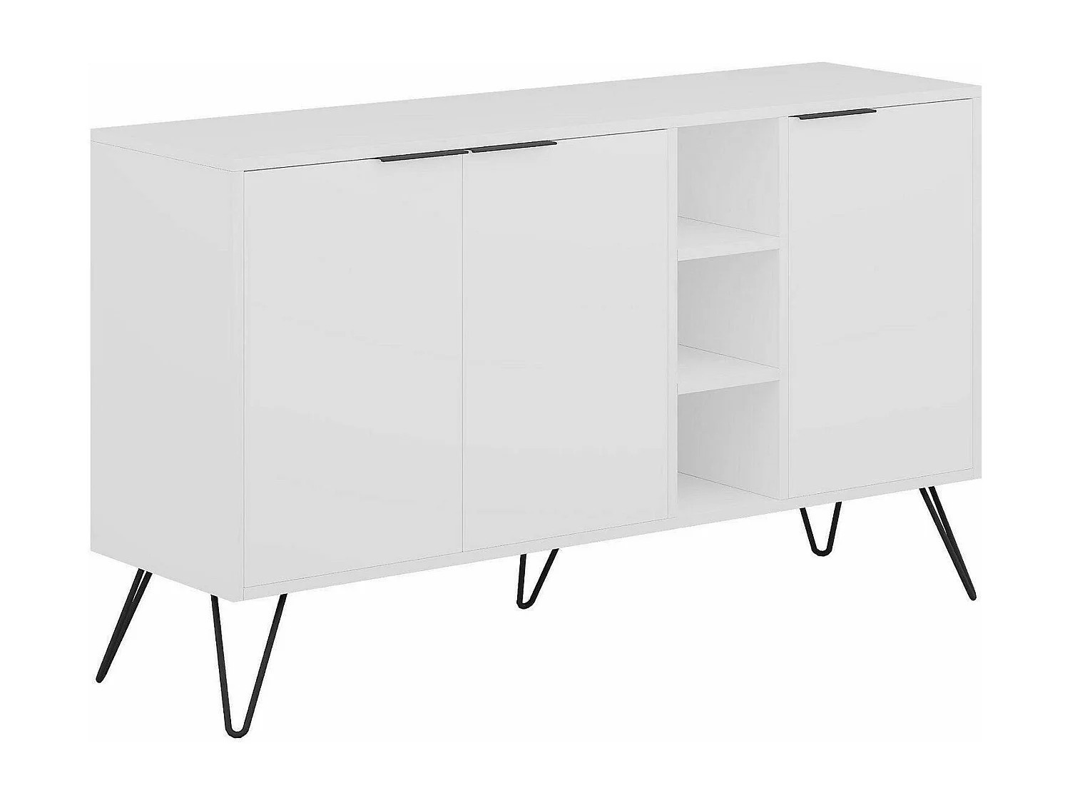 Buffet Perseus, Buffet du salon, Commode de salon, Garde-manger de cuisine, 142x36h83 cm, Blanc
