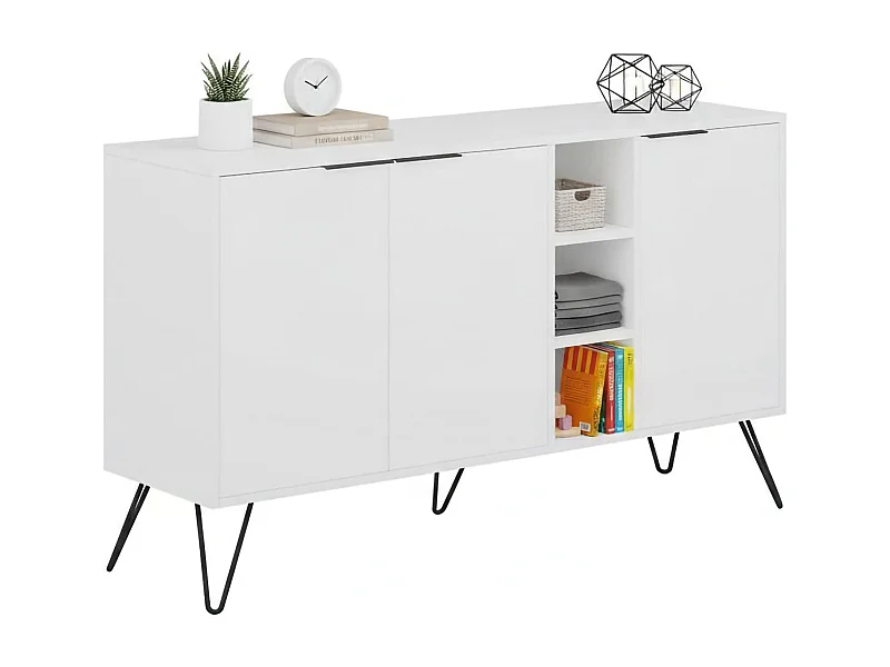 Dpenz dressoir, Woonkamerbuffet, Woonkamer, Keukenkast, 142x36h83 cm, Wit