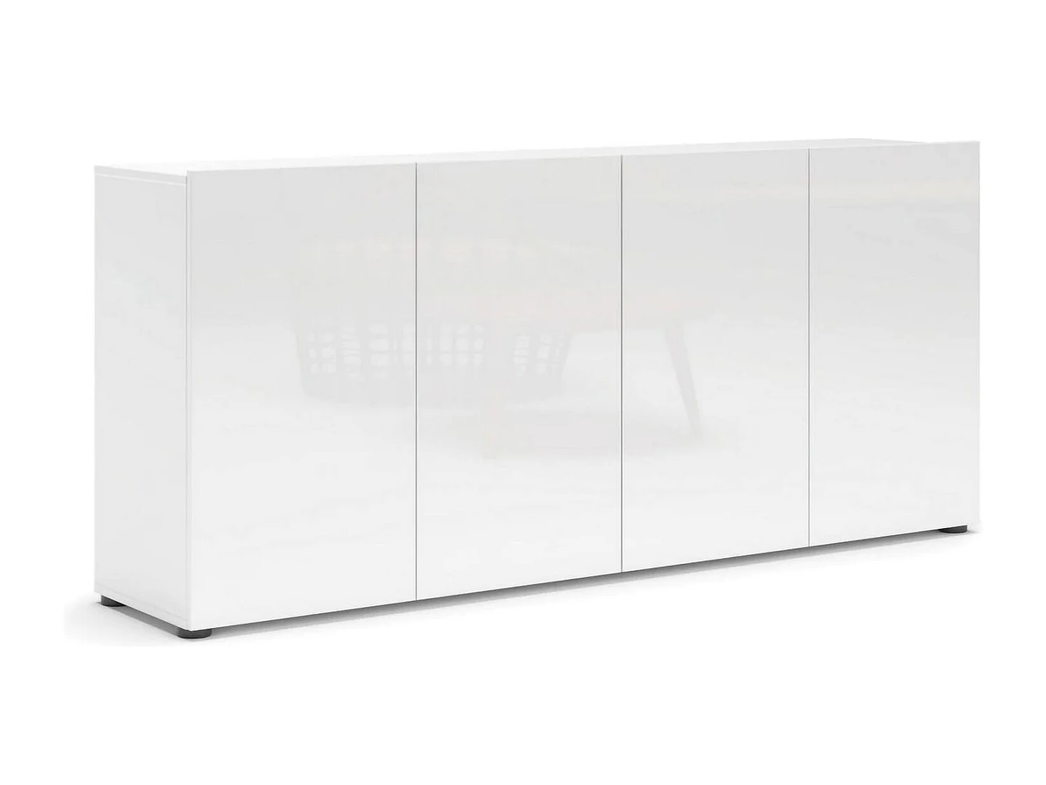 Buffet Addis, Buffet du salon, Commode de salon, Garde-manger de cuisine, Made in Italy, 180x38h79 cm, Blanc brillant