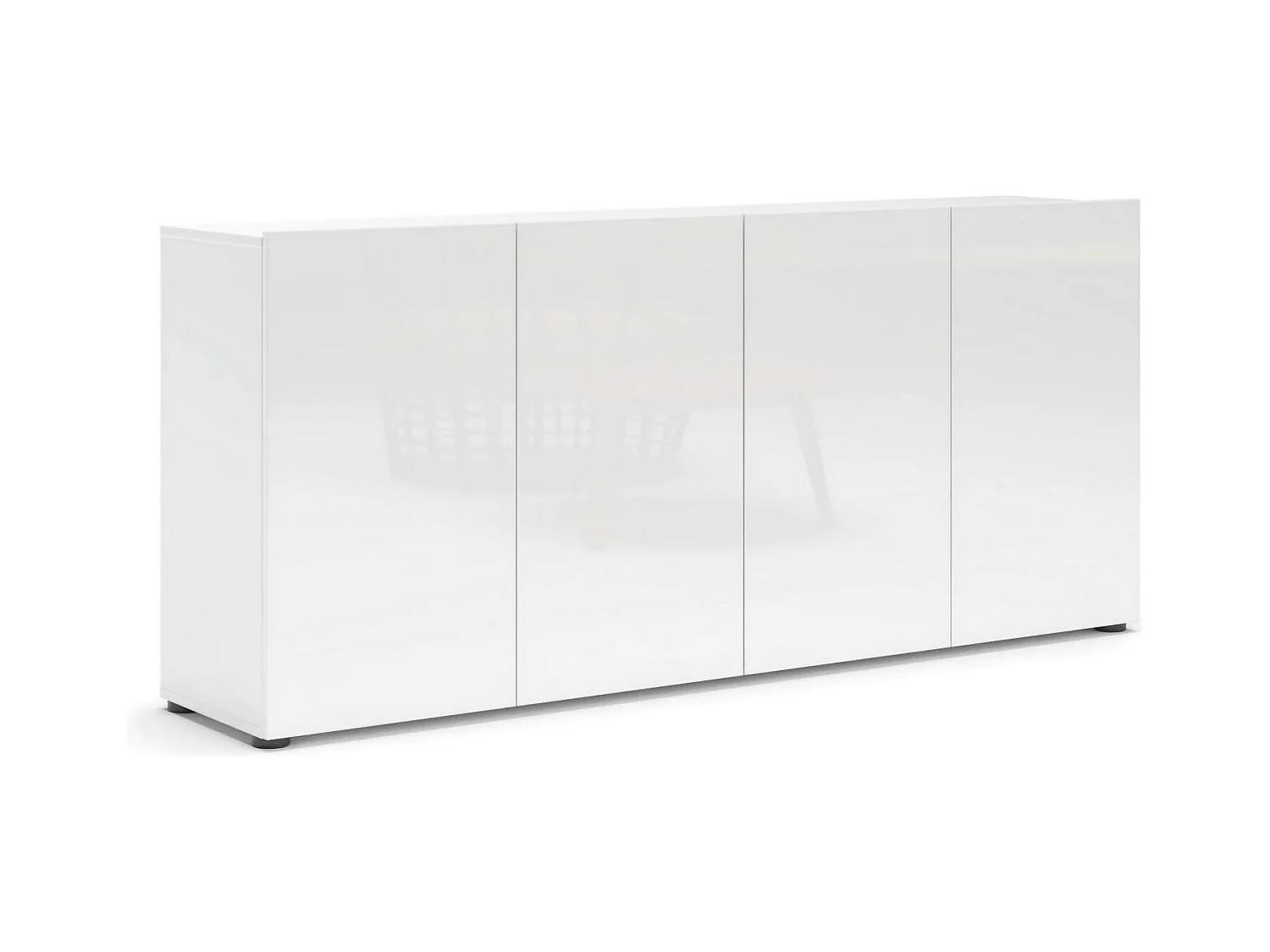 Buffet Addis, Buffet du salon, Commode de salon, Garde-manger de cuisine, Made in Italy, 180x38h79 cm, Blanc brillant