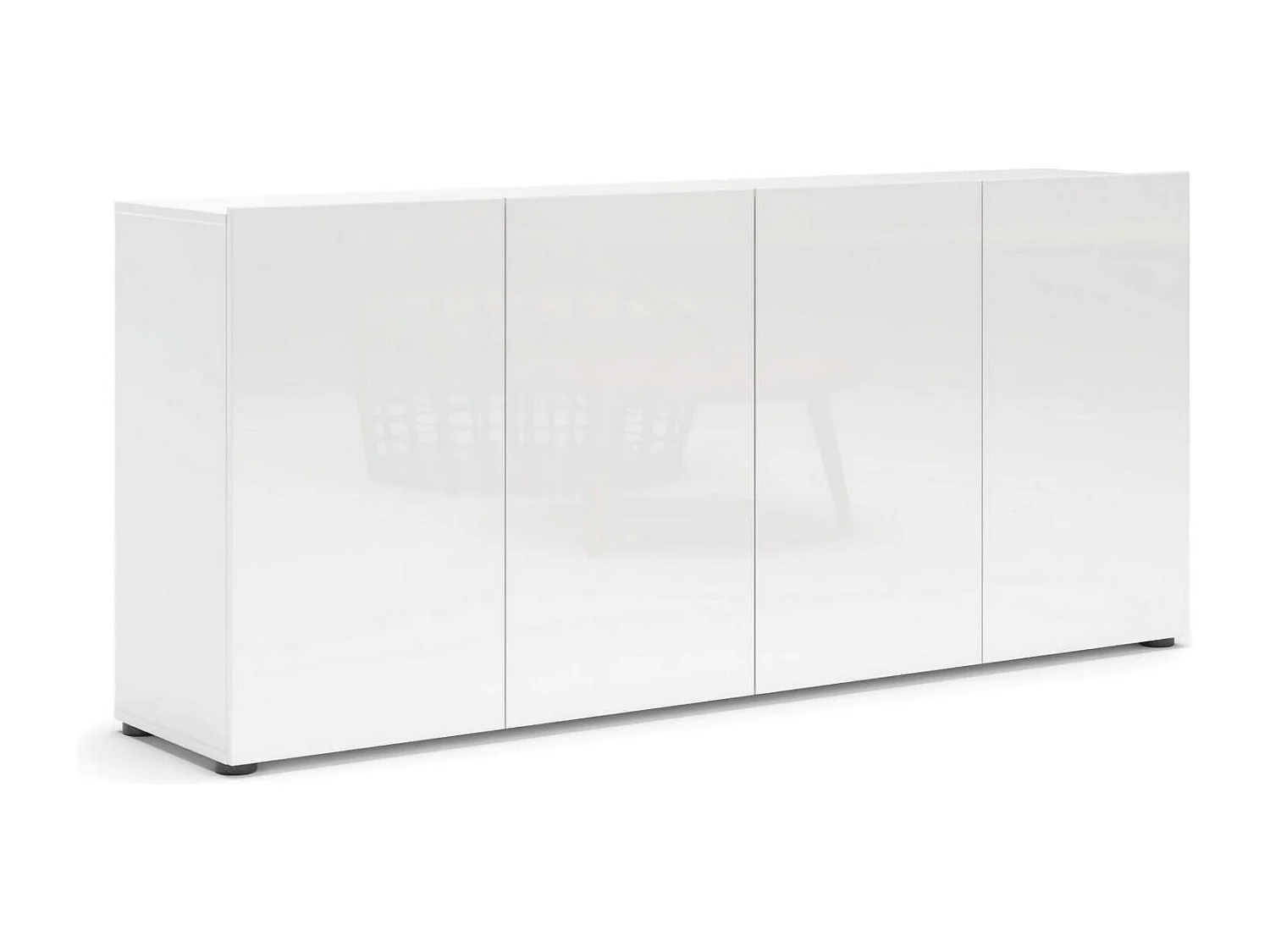 Dmora - Credenza Amacord, 180x38h79 cm, Bianco lucido