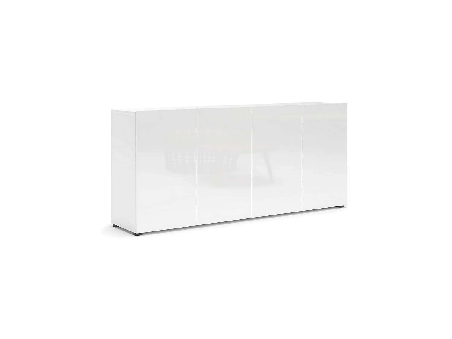 Buffet Addis, Buffet du salon, Commode de salon, Garde-manger de cuisine, Made in Italy, 180x38h79 cm, Blanc brillant