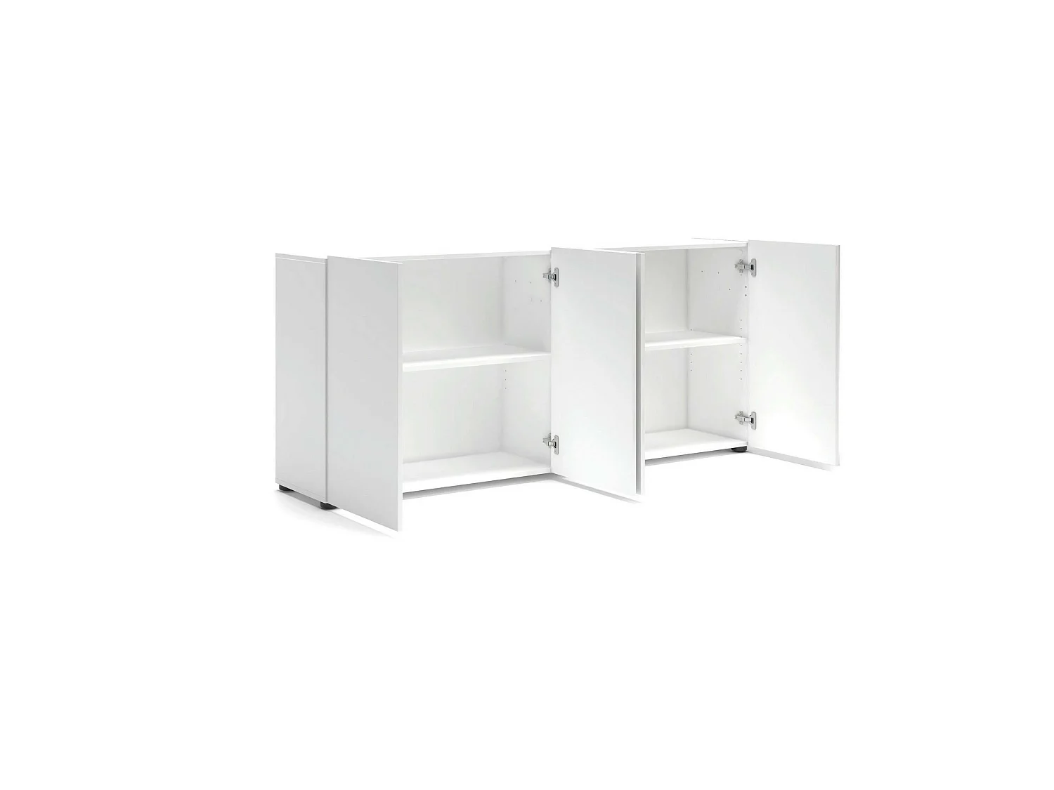 Buffet Addis, Buffet du salon, Commode de salon, Garde-manger de cuisine, Made in Italy, 180x38h79 cm, Blanc brillant