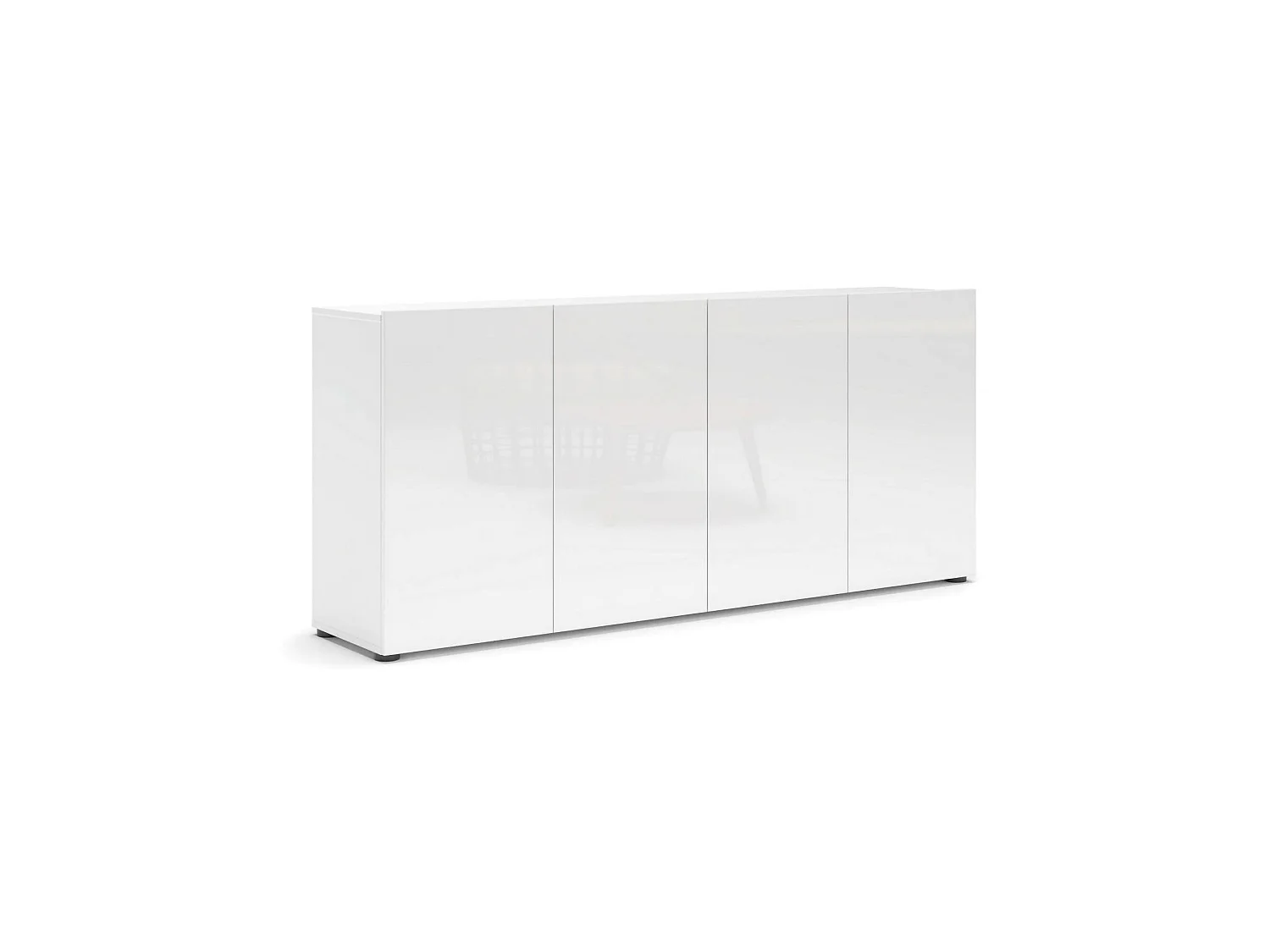 Buffet Addis, Buffet du salon, Commode de salon, Garde-manger de cuisine, Made in Italy, 180x38h79 cm, Blanc brillant