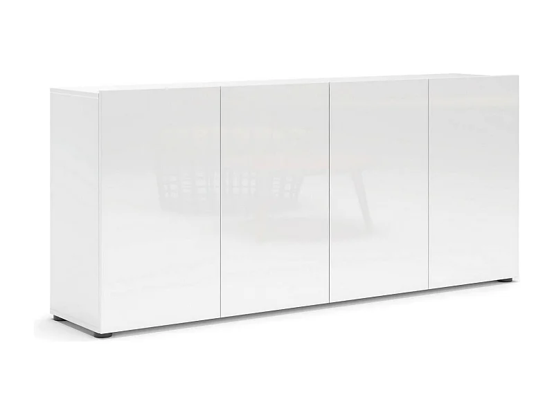 Dficarell dressoir, buffet in de woonkamer, woonkamer, keukenkast, Made in Italy, 180x38h79 cm, glanzend wit