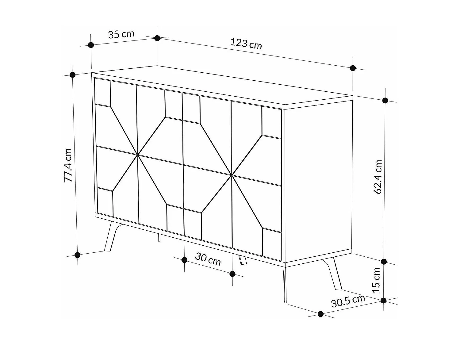 Kommode Dokwonkw, Wohnzimmerbuffet, Wohnzimmer-Sideboard, Moderne Küchen-Speisekammer, 123x35h62 cm, Weißer Marmor