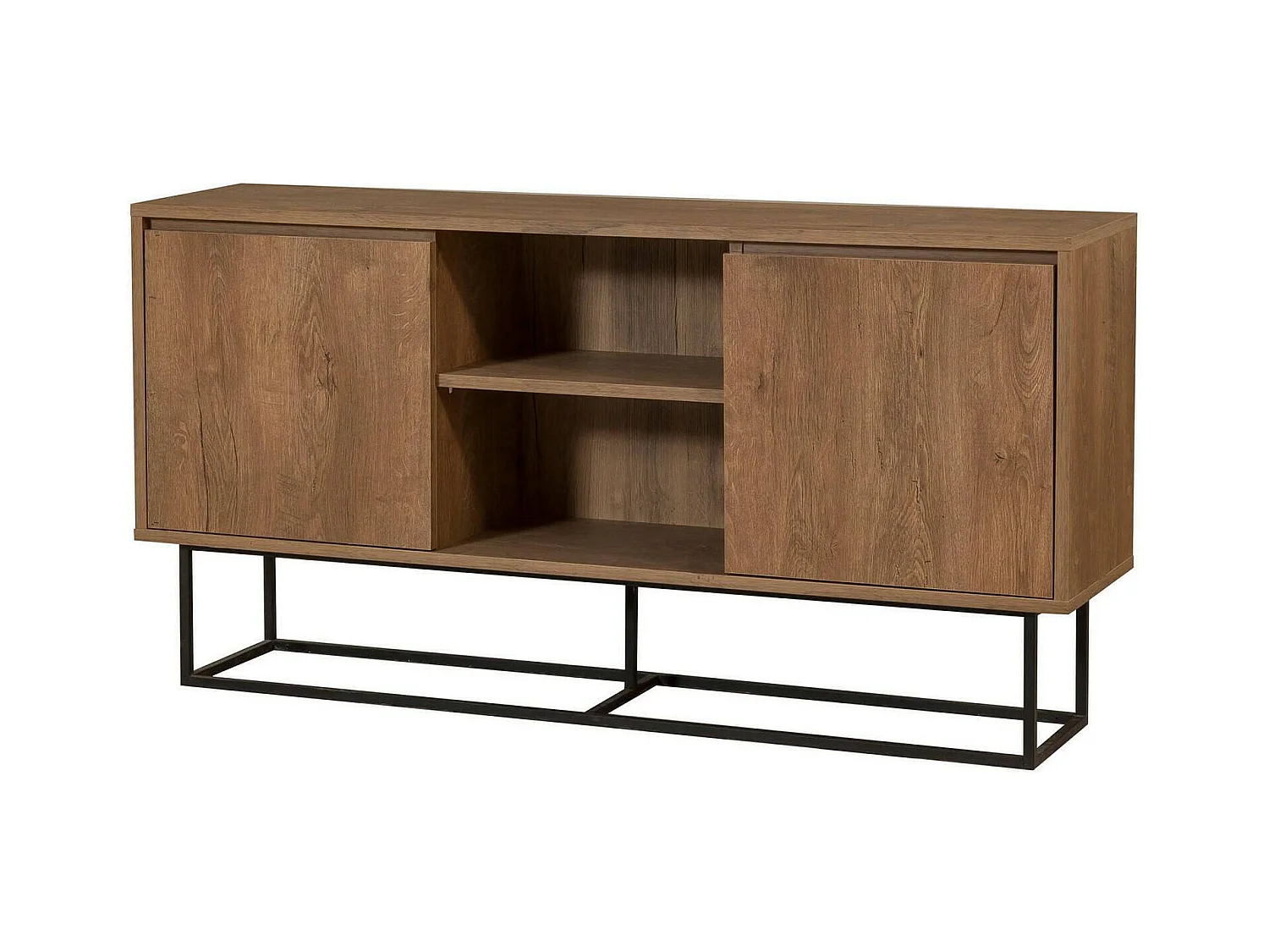 Buffet Alrakis, Buffet du salon, Commode de salon, Garde-manger de cuisine, 140x36h72 cm, Noyer et Noir