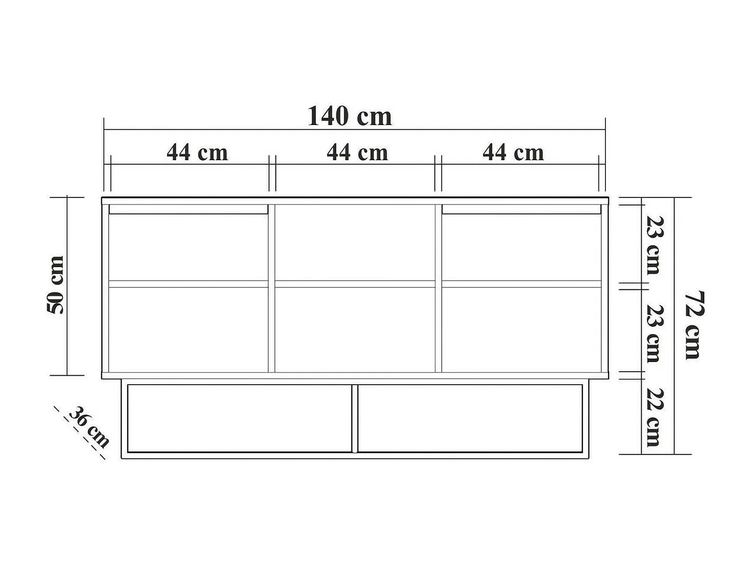 Aparador Deulofe, Bufé de salón, Aparador de salón, Despensa de cocina, 140x36h72 cm, Nogal y Negro