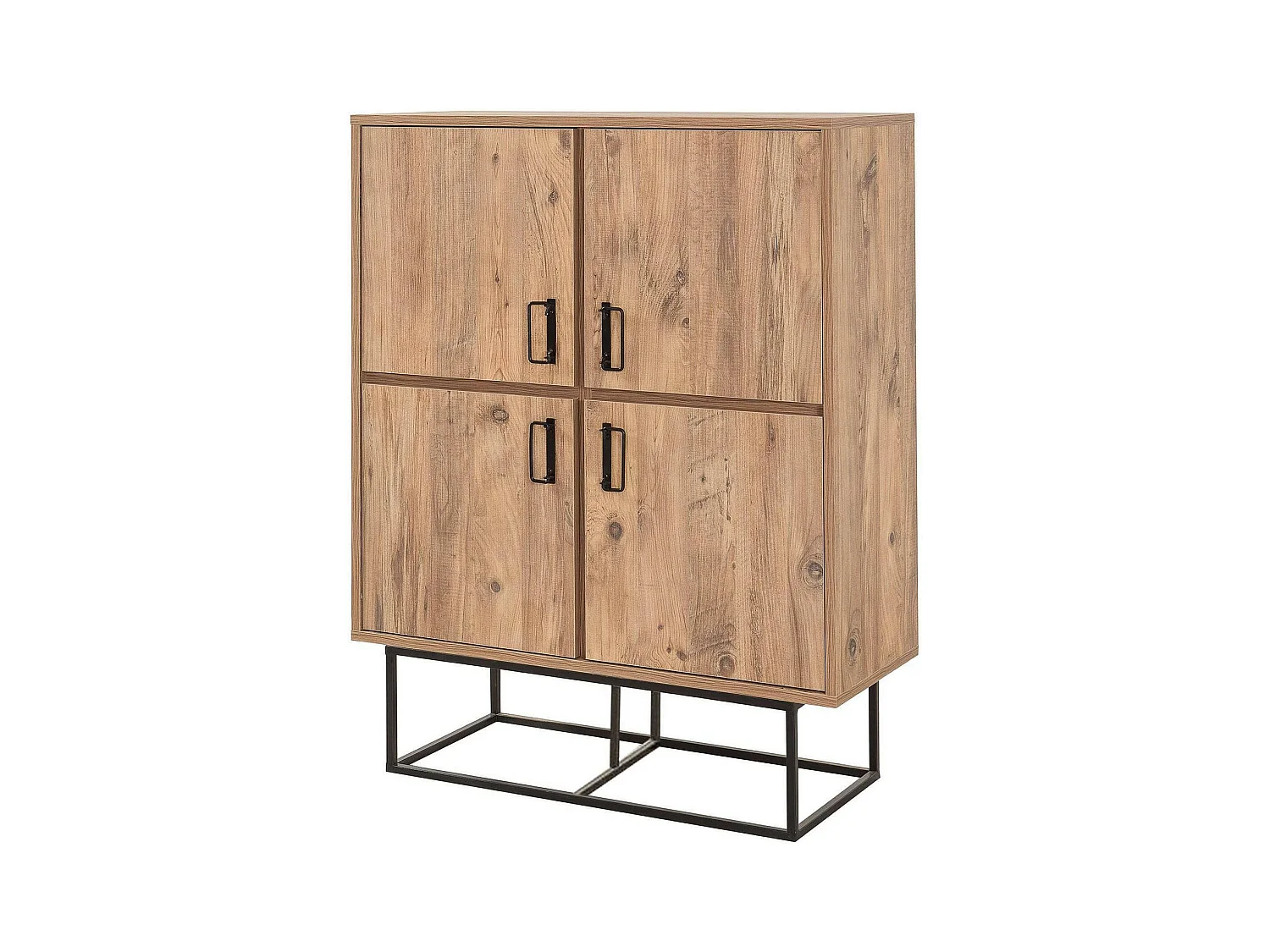 Buffet Alwaid, Buffet du salon, Commode de salon, Garde-manger de cuisine, 93x36h115 cm, Chêne et Noir