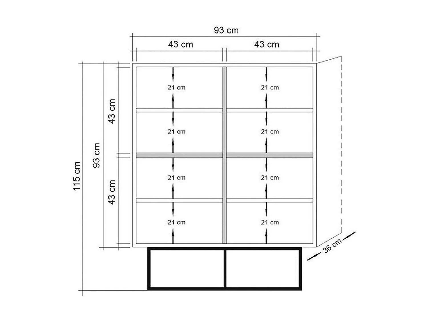 Buffet Alwaid, Buffet du salon, Commode de salon, Garde-manger de cuisine, 93x36h115 cm, Chêne et Noir