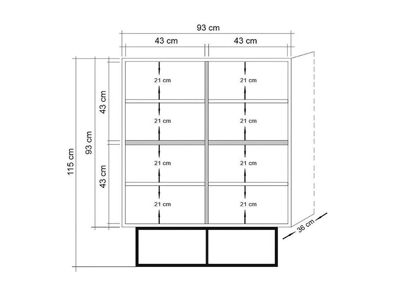 Credenza Katmandu, 4 Ripiani, 36x93x115h cm Marrone Quercia, Madia