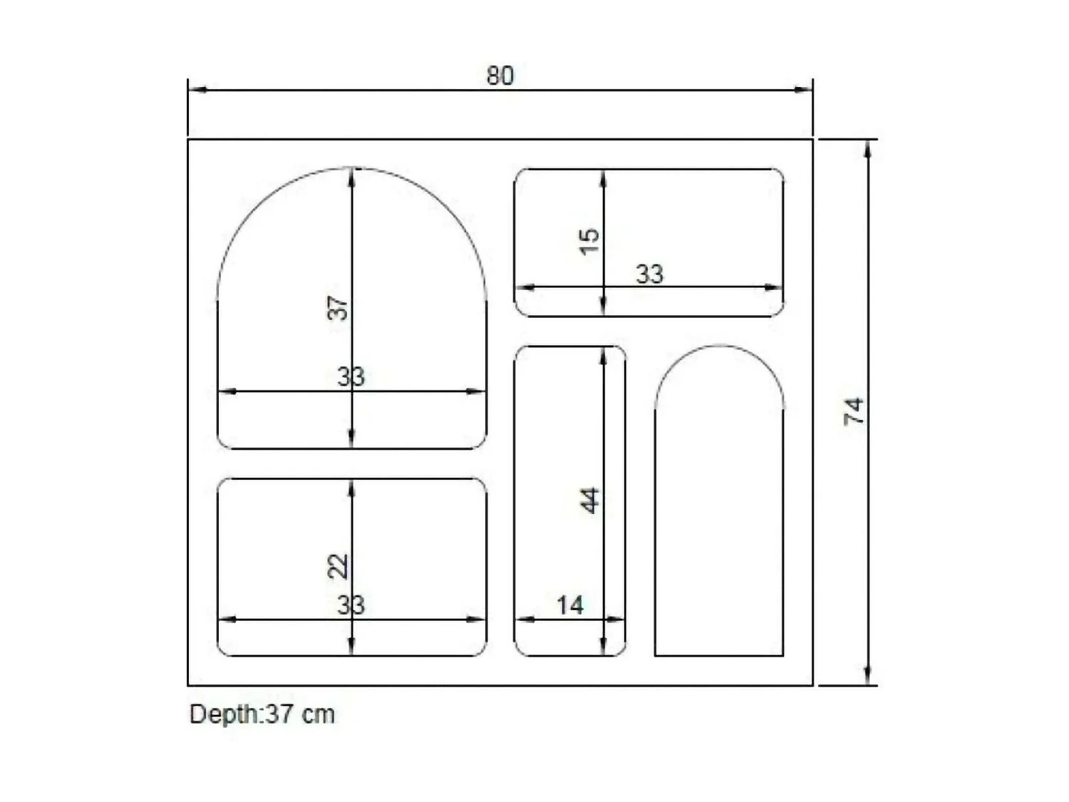 Dgargiul dressoir, buffet in de woonkamer, woonkamer, bijkeuken, 80x35h74 cm, wit