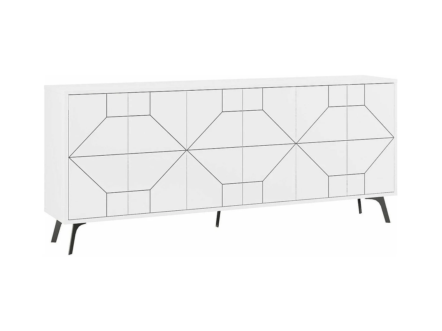 Buffet Elysium, Buffet du salon, Commode de salon, Garde-manger de cuisine, 184x35h77 cm, Blanc